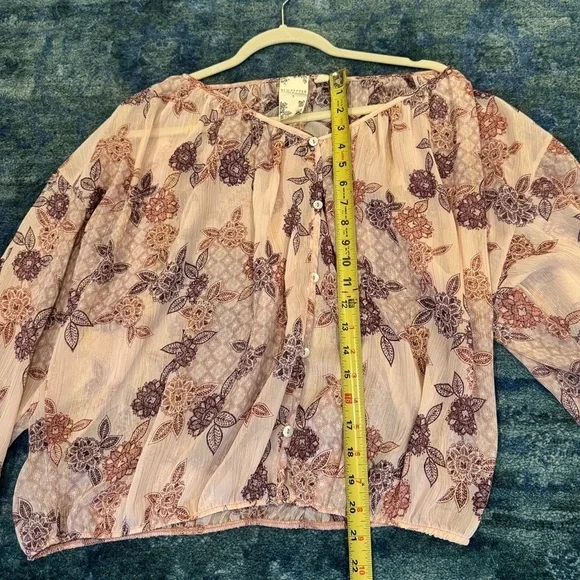 Blu Pepper Bohemian Effortless Airy Sheer Floral Peasant Festival Fairy Hippie - Picture 5 of 9